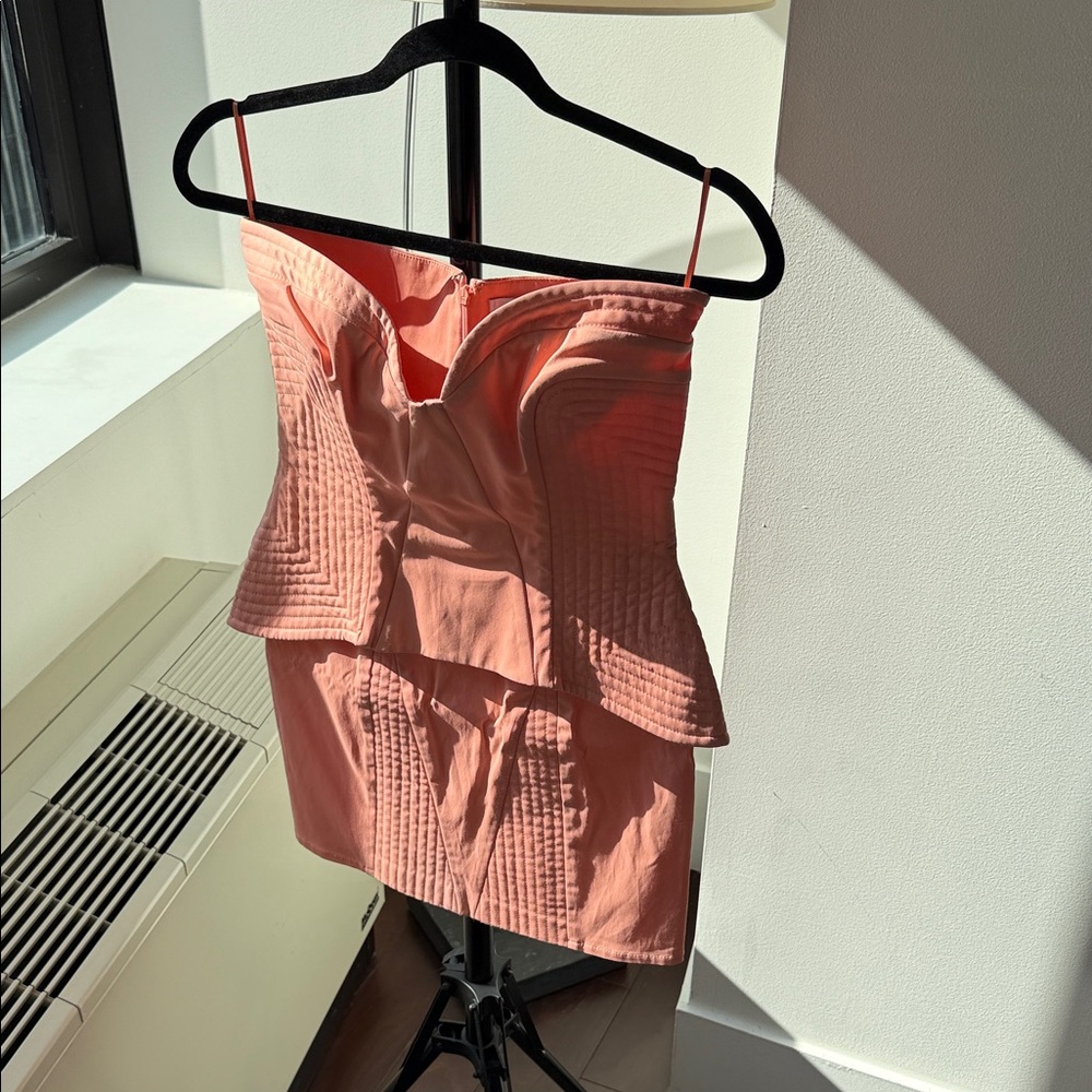 Emilio Pucci Peach Strapless Peplum Dress